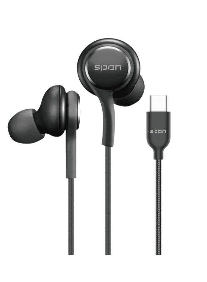 سبون سماعة اذن سلكية بمنفذ USB نوع سي مع تحكم من ايه كيه جي، داخل الأذن متوافقة مع جالكسي S25 / S24 / S23 / S22 Ultra وغيرها من الاجهزة التي تعمل بنضام اندرويد - Image 1